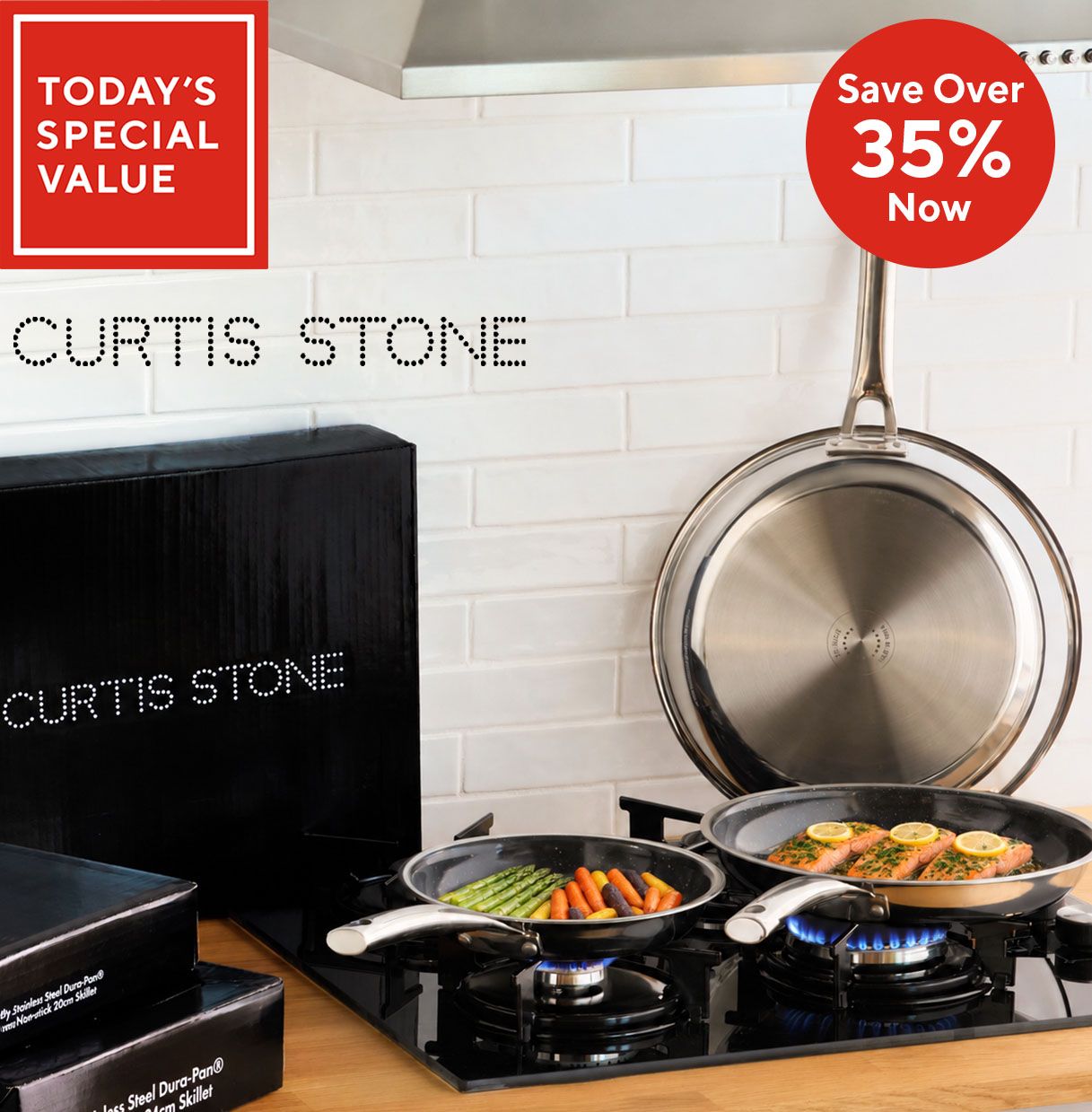  Curtis Stone 3 Piece Tri-Ply Ceramic Coated Cookware Set