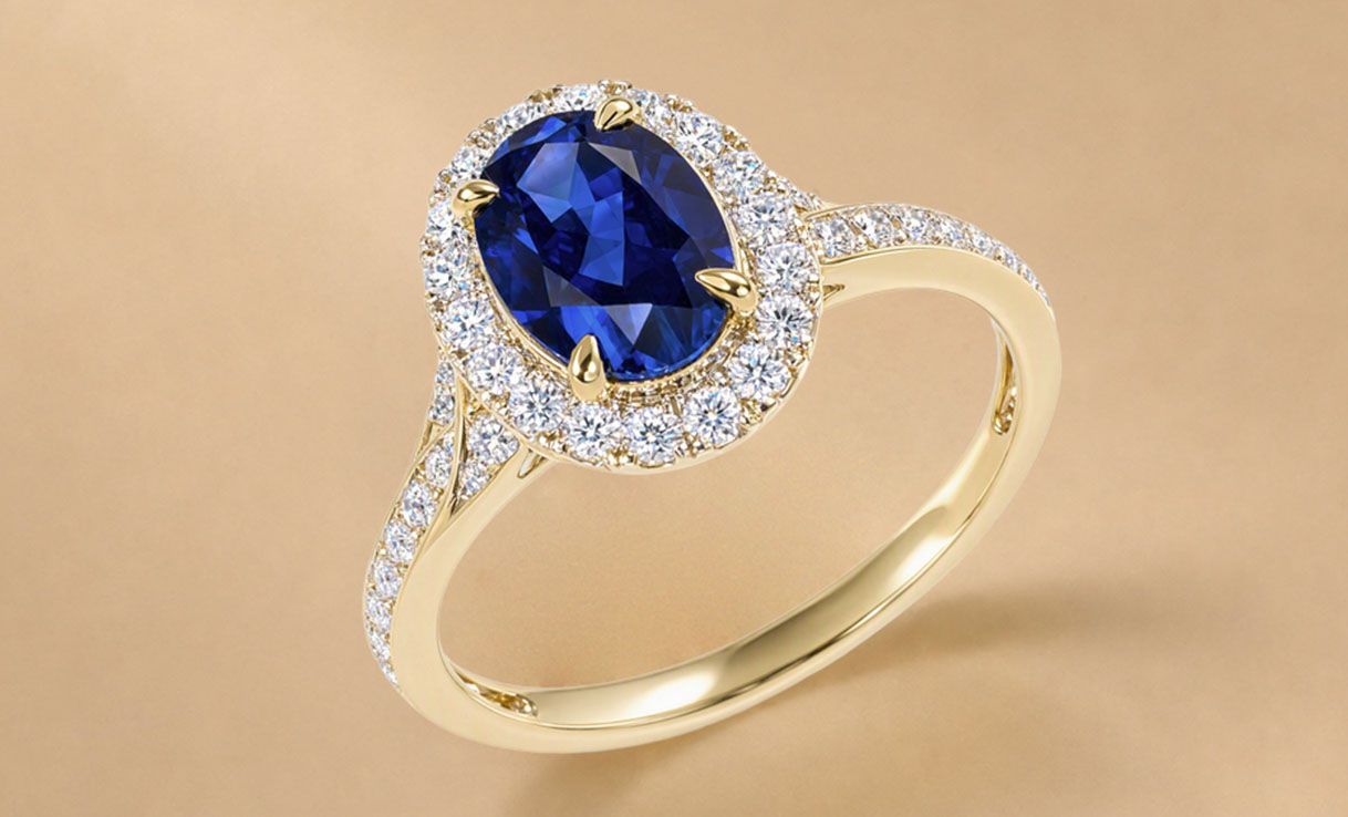 Design of the Month: 1.5ct oval blue sapphire and 0.33ct diamond ring 9ct gold