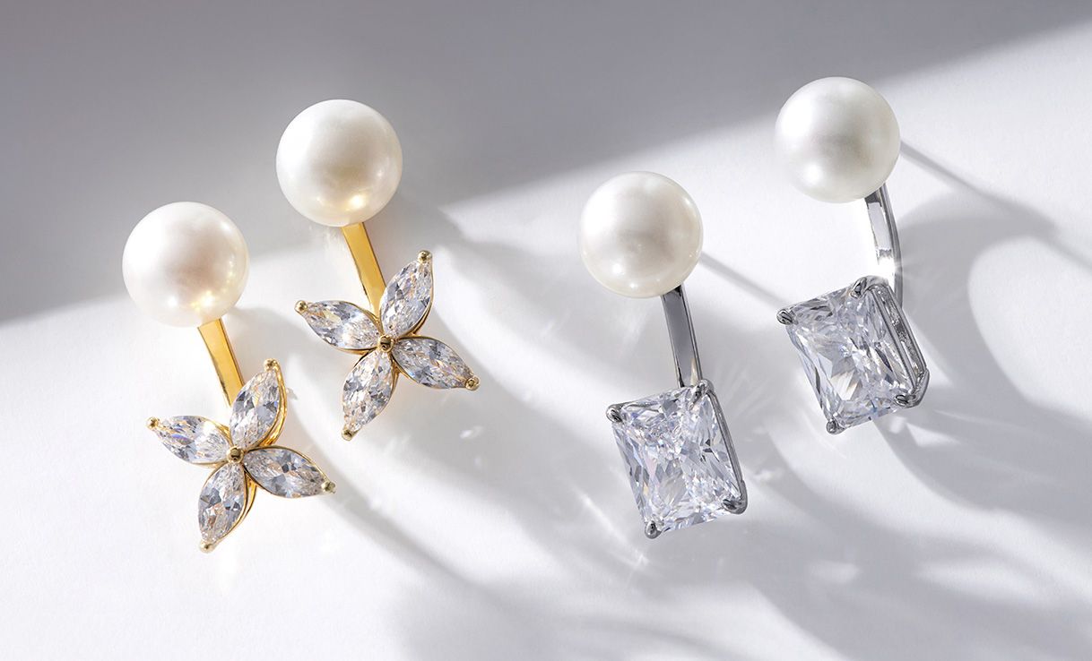 Diamonique X Lara Pearl 8ct Two Pack Earrings
