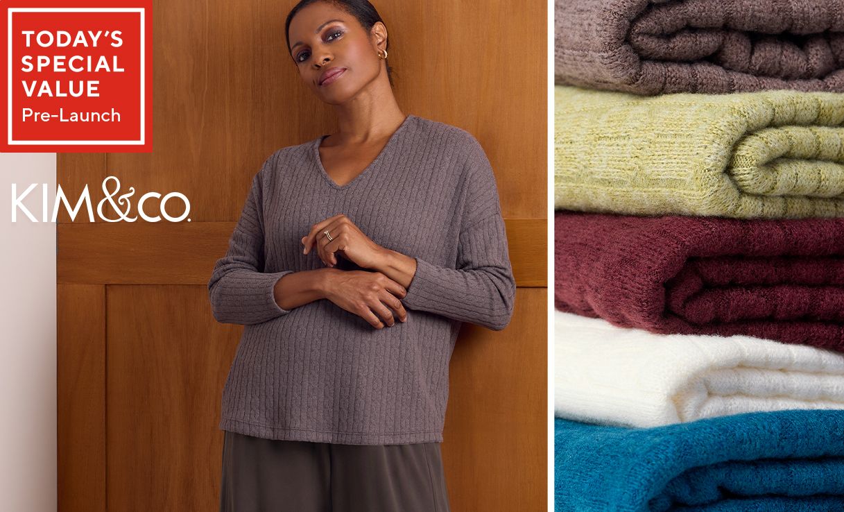 Spread the cost of this Kim & Co Fine Cable Knit Long Sleeve V Neck Top