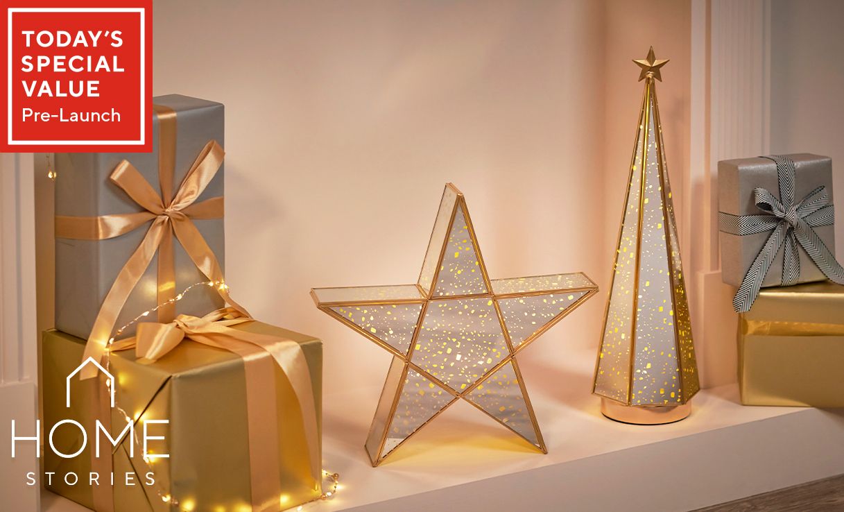 Spread the cost of this Home Stories Pre Lit Gold Mercury Glass Star Shapes With String Lights