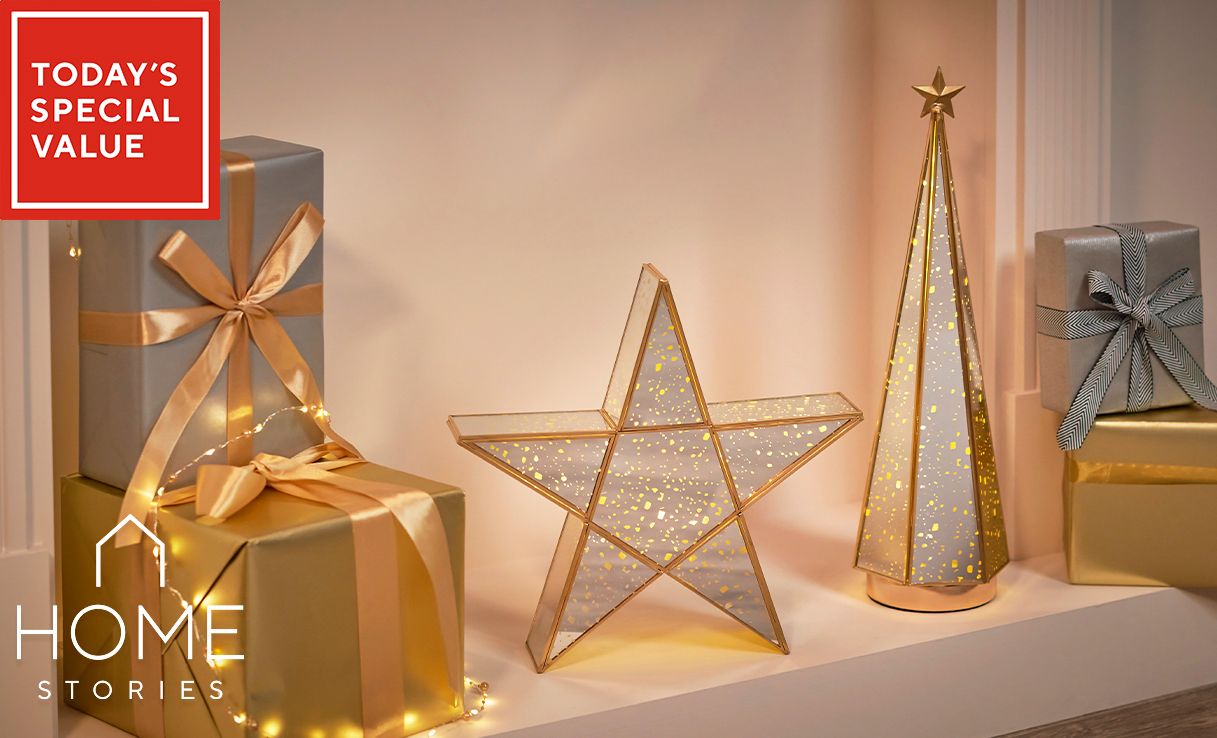 Spread the cost of this Home Stories Pre Lit Gold Mercury Glass Star Shapes With String Lights